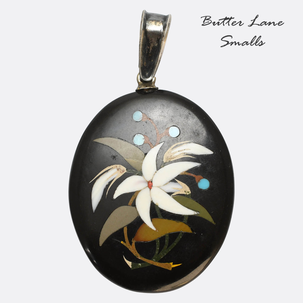 Victorian Pietra Dura Flower Pendant