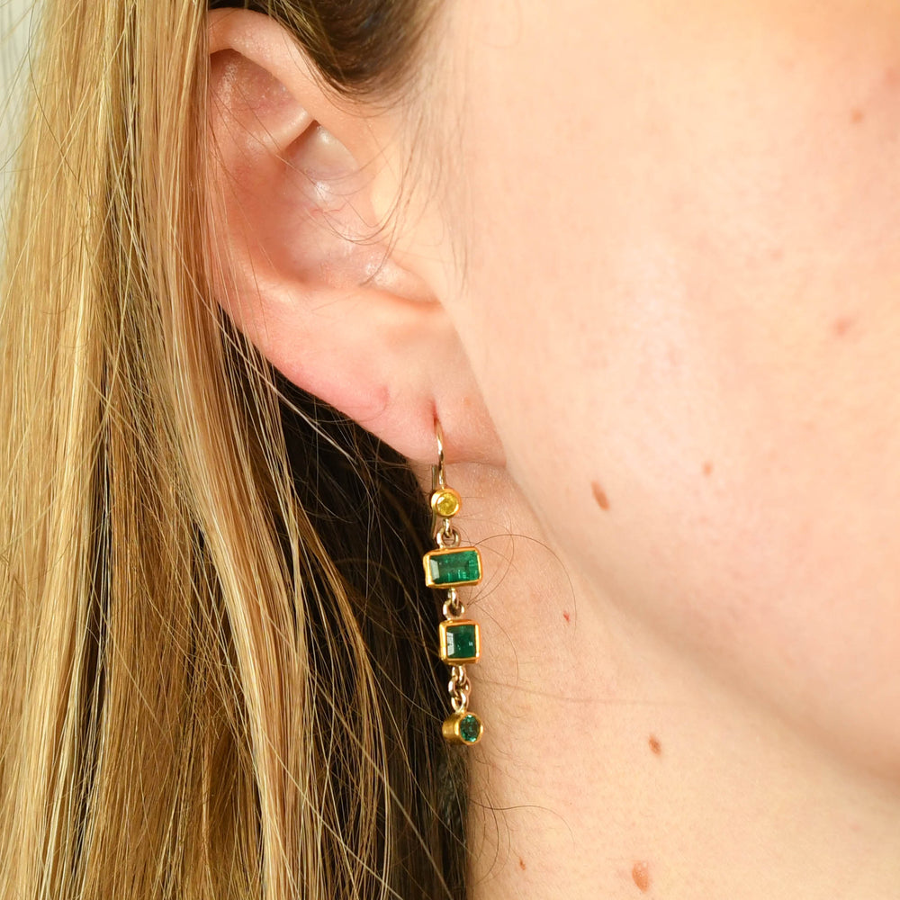 1970's Emerald Triple Drop Earrings