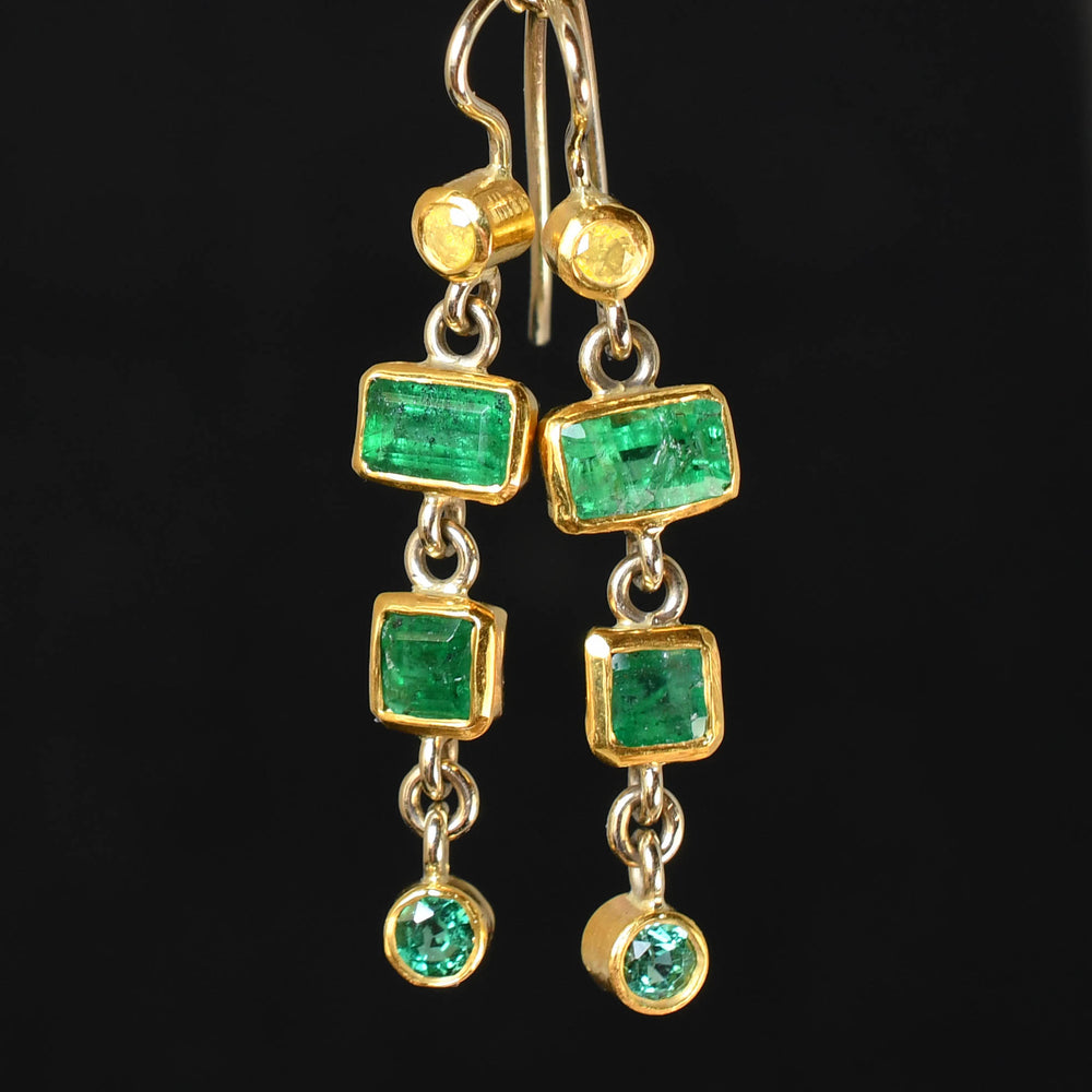 1970's Emerald Triple Drop Earrings