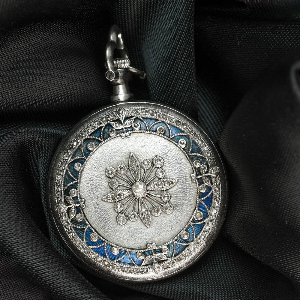 Edwardian Diamond Platinum Pocket Watch by Bailey, Banks & Biddle Co