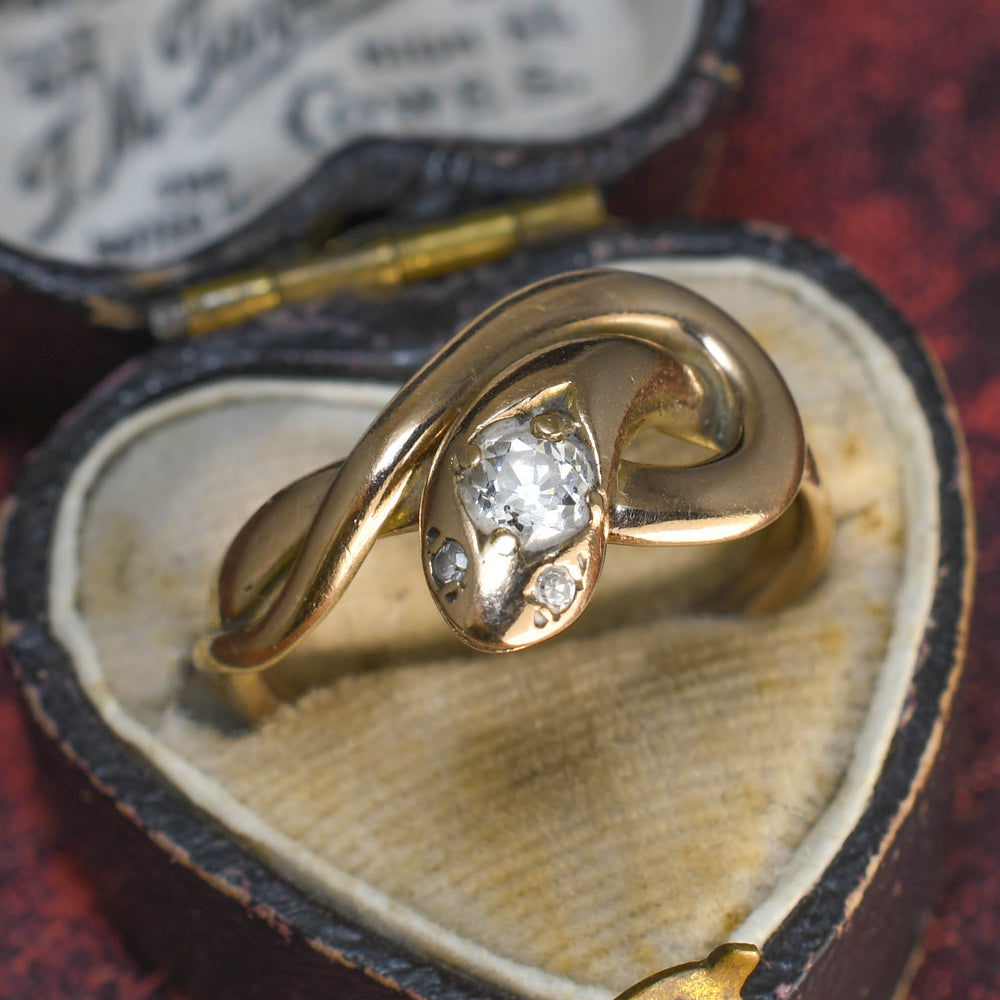 Victorian Old Cut Diamond Snake Ring