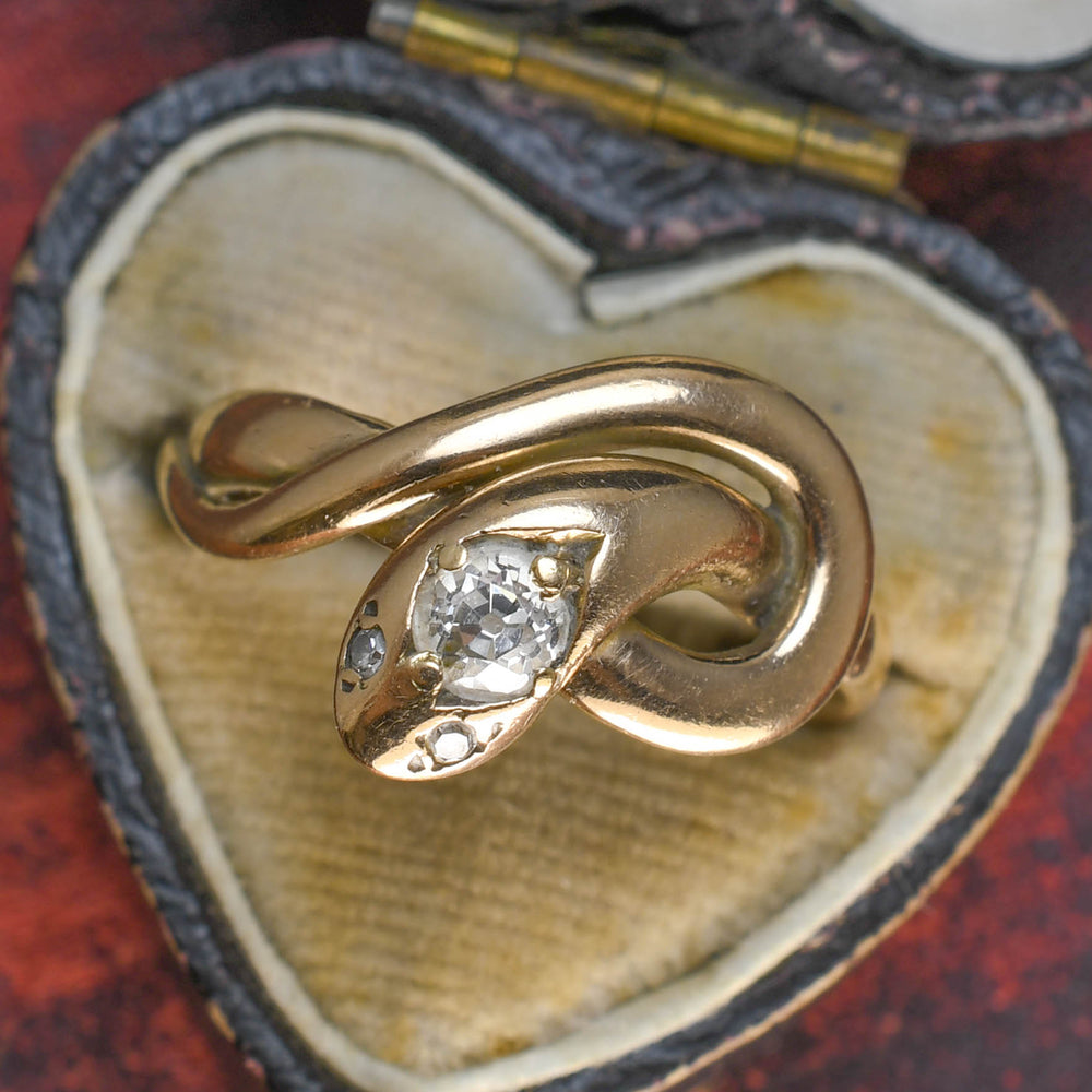 Victorian Old Cut Diamond Snake Ring