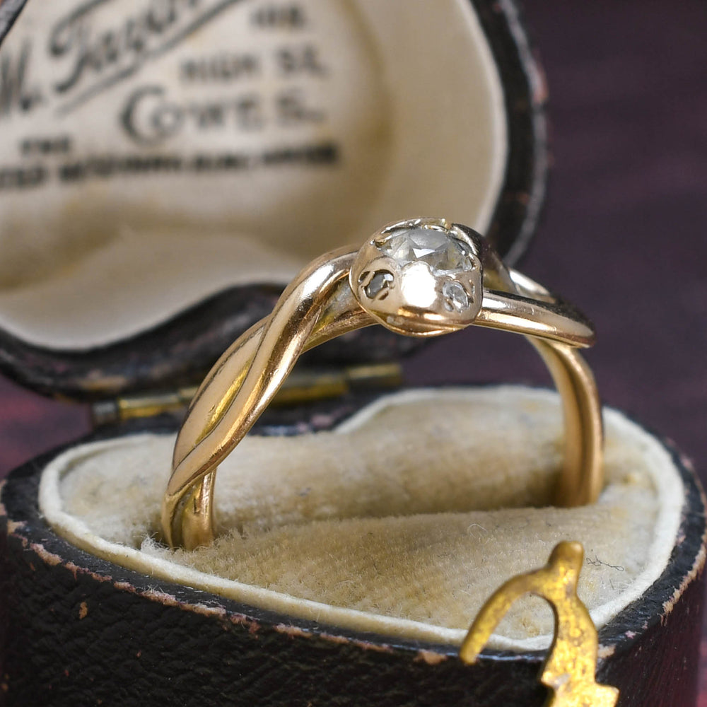 Victorian Old Cut Diamond Snake Ring