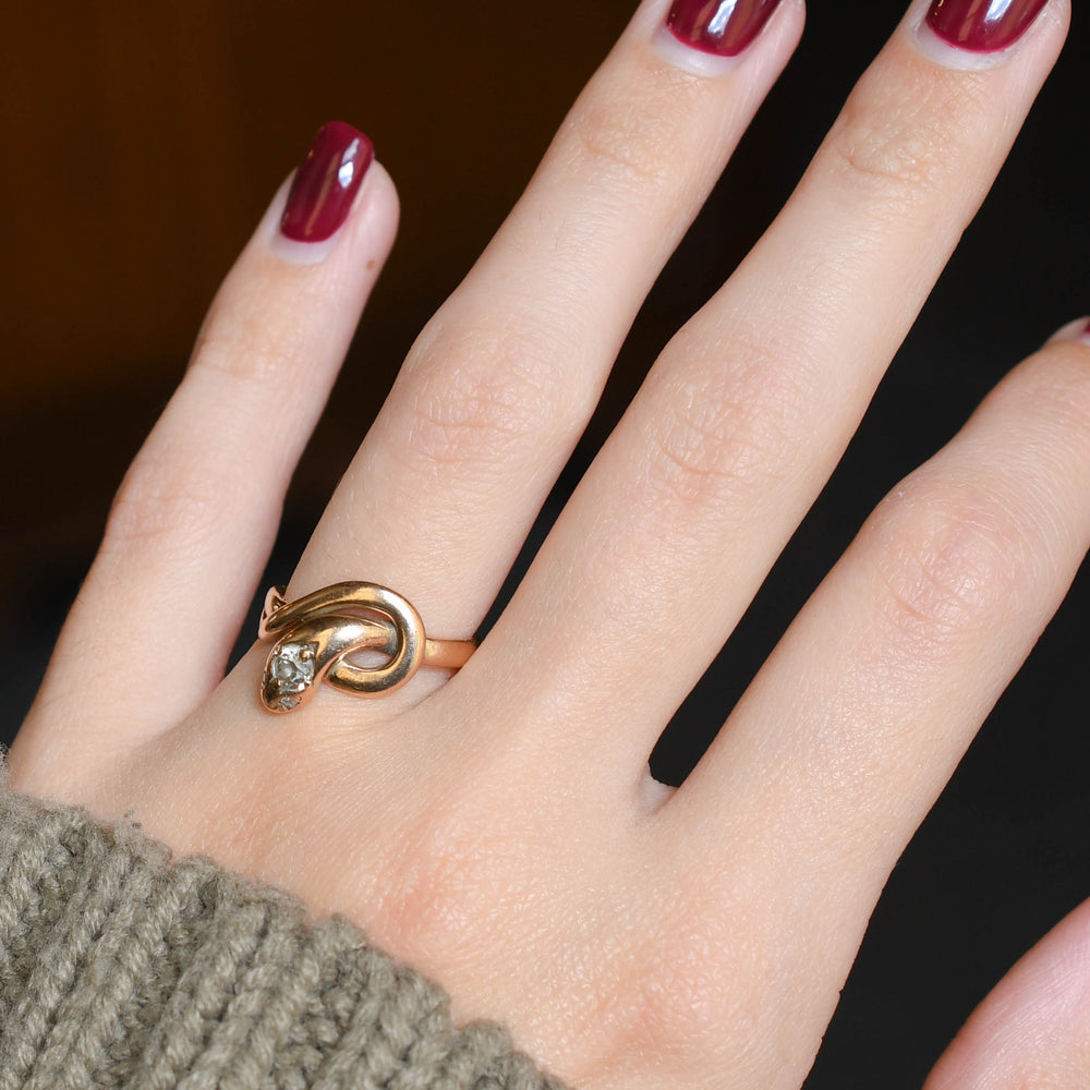 Victorian Old Cut Diamond Snake Ring