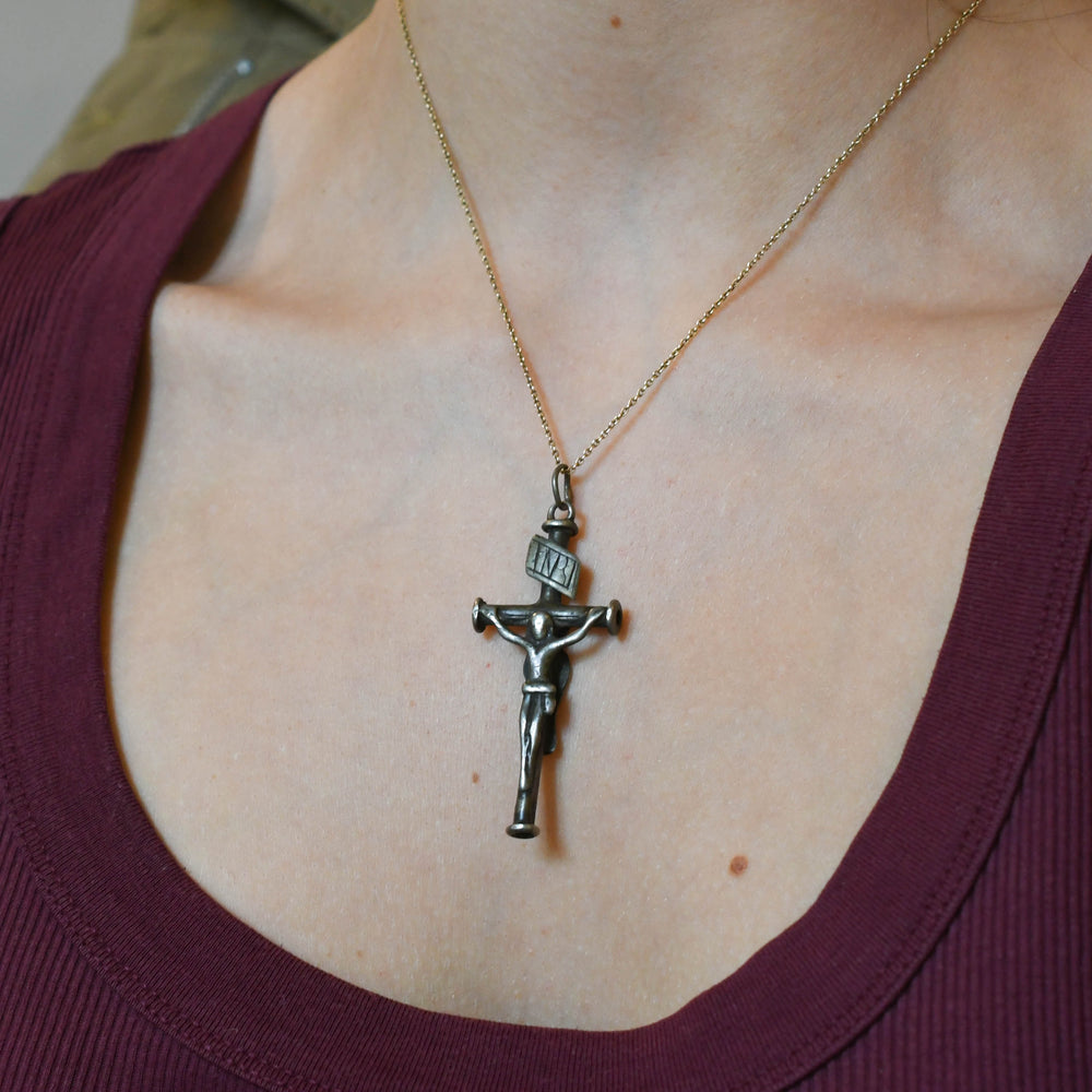 Antique Silver Crucifix Pendant