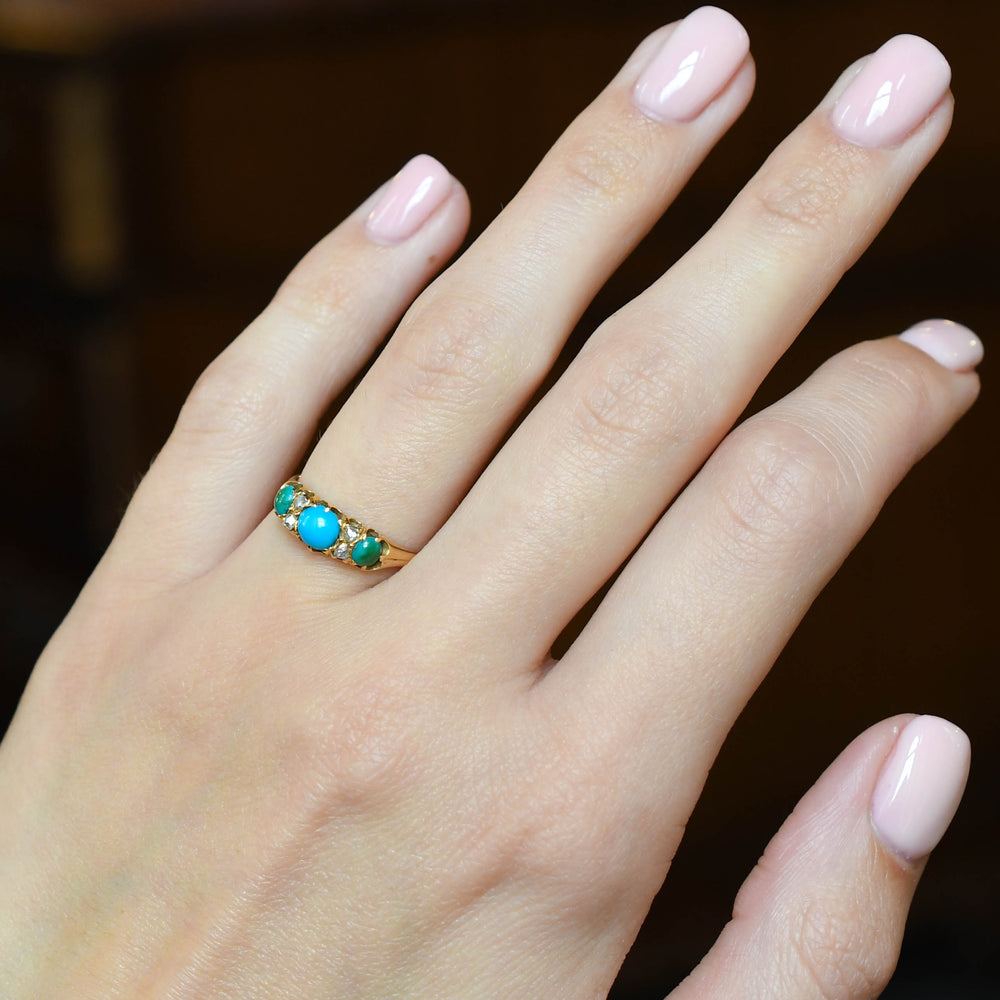 Victorian Turquoise & Rose Cut Diamond Ring