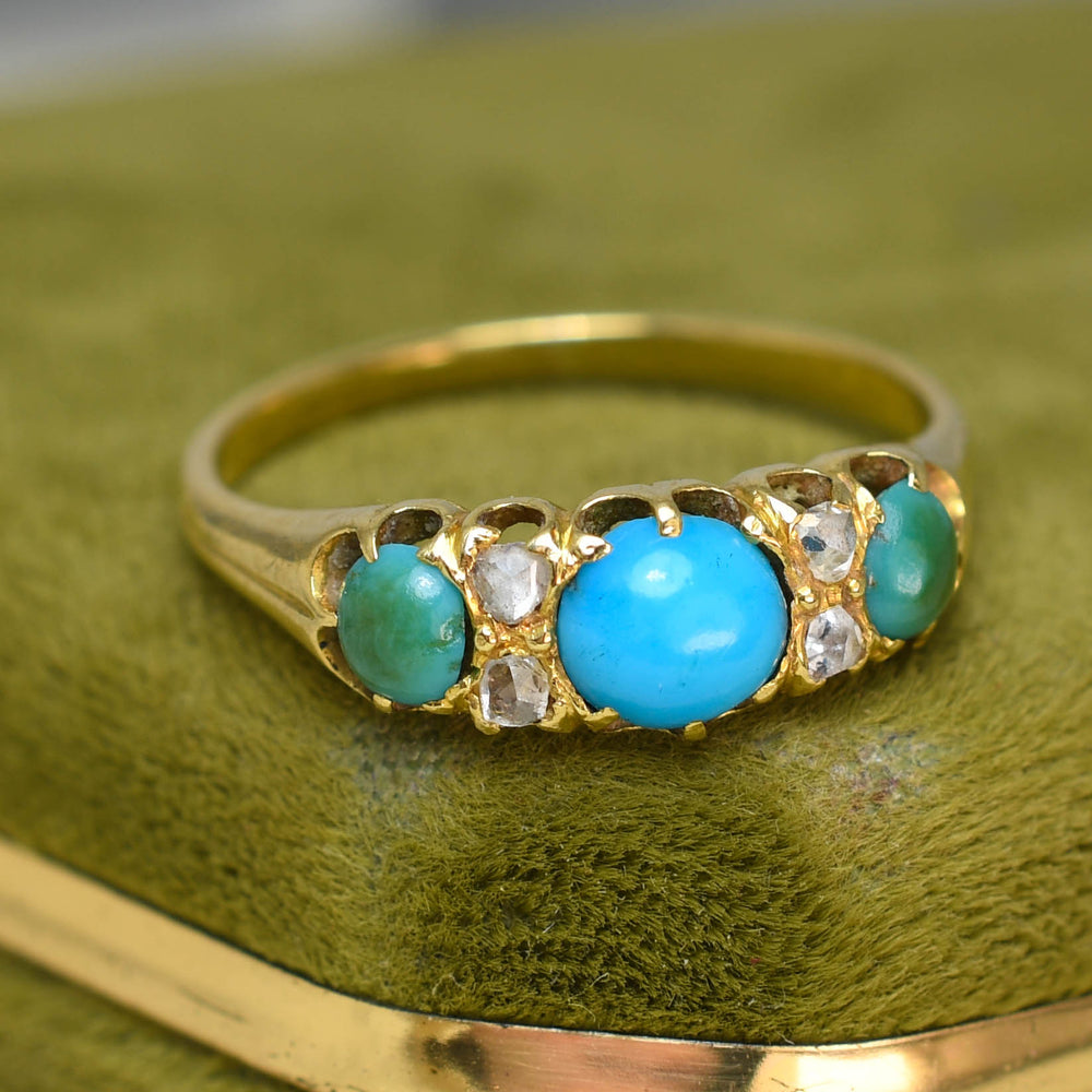 Victorian Turquoise & Rose Cut Diamond Ring