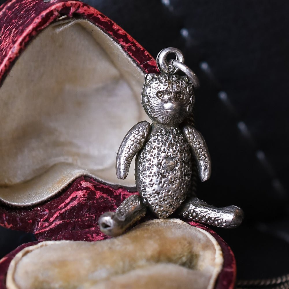 Silver Articulated Teddy Bear Necklace