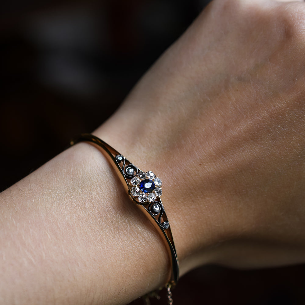 Victorian Sapphire & Diamond Cluster Bangle