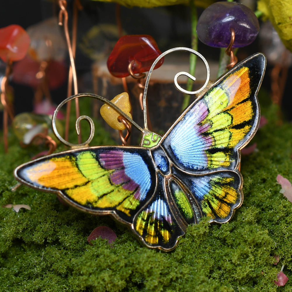 Vintage Norwegian Enamel Butterfly Brooch by David Andersen