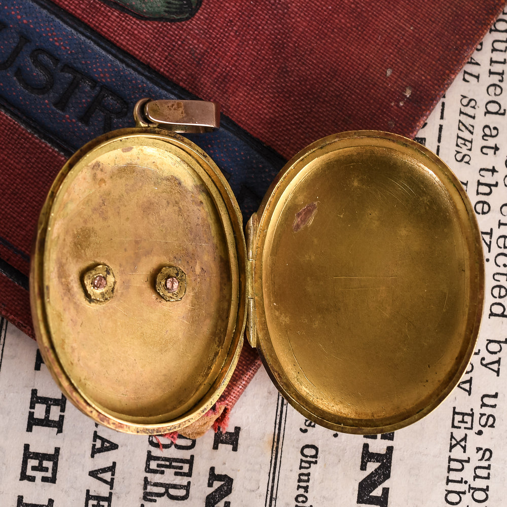 Victorian Coral & Pearl Double Horseshoe Locket