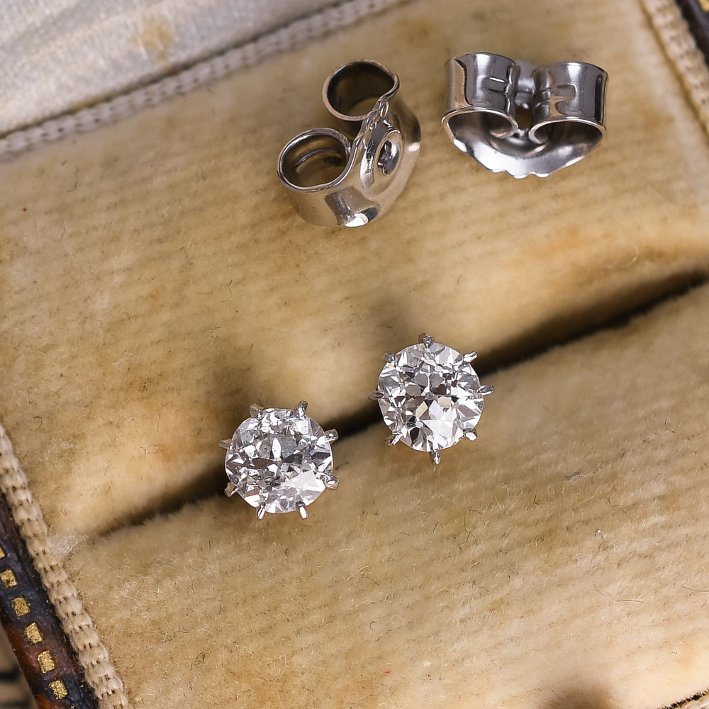 Victorian Old Cut Diamond Stud Earrings