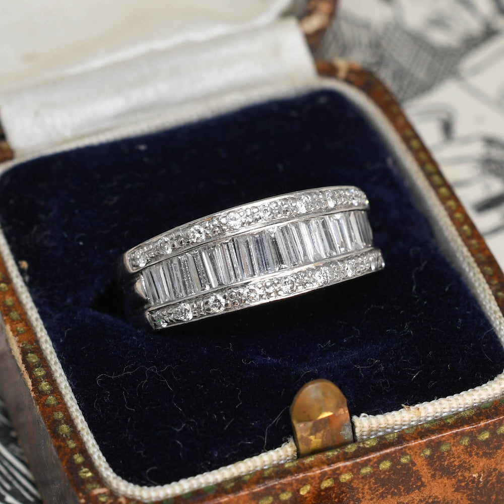 Mid-Century Baguette Diamond Half Eternity Ring