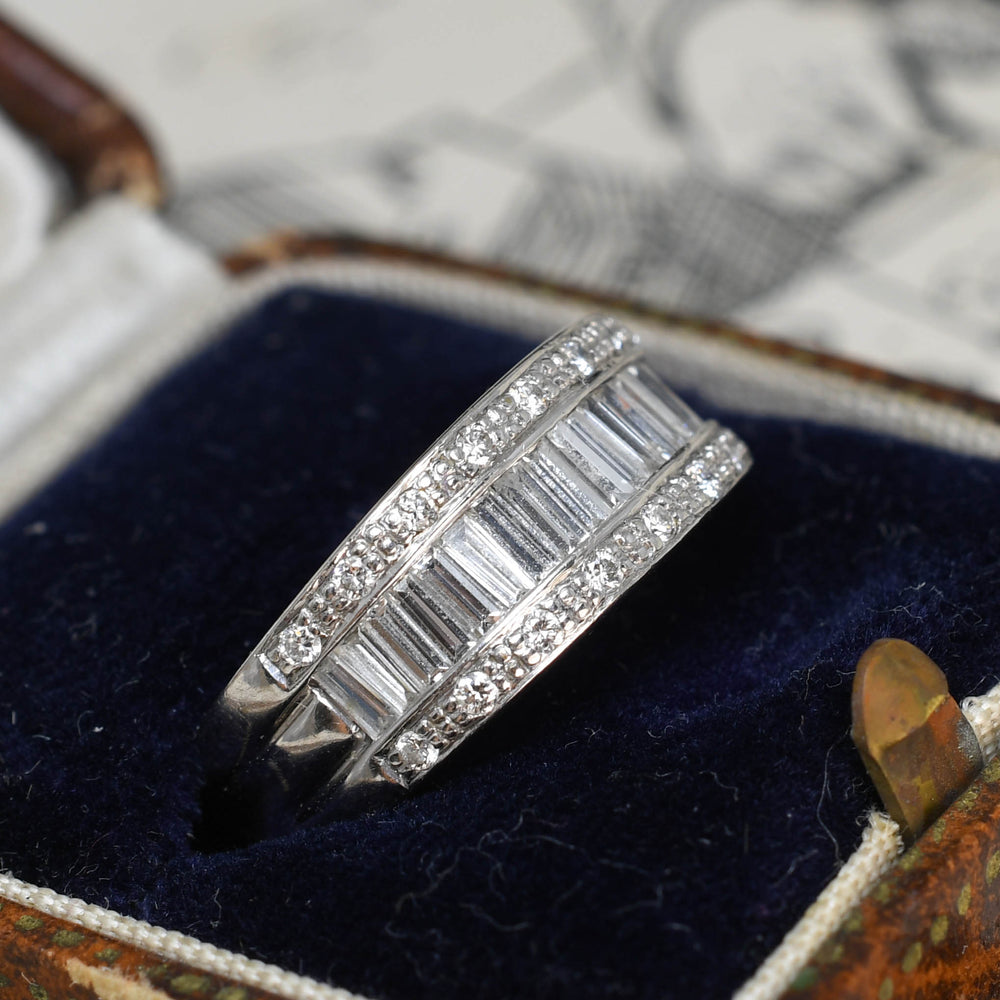 Mid-Century Baguette Diamond Half Eternity Ring