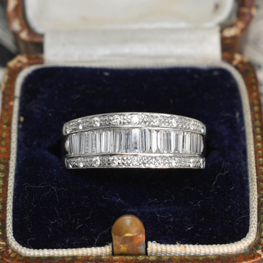 Mid-Century Baguette Diamond Half Eternity Ring