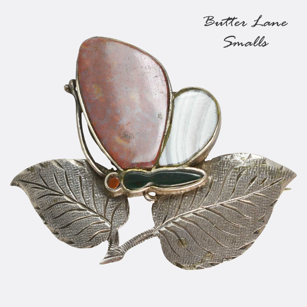 Victorian Agate Butterfly Brooch