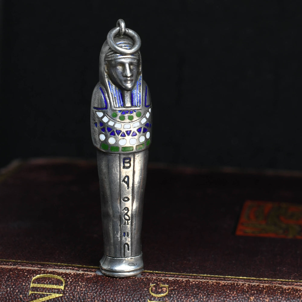 Egyptian Revival Enamel Sarcophagus Pendant