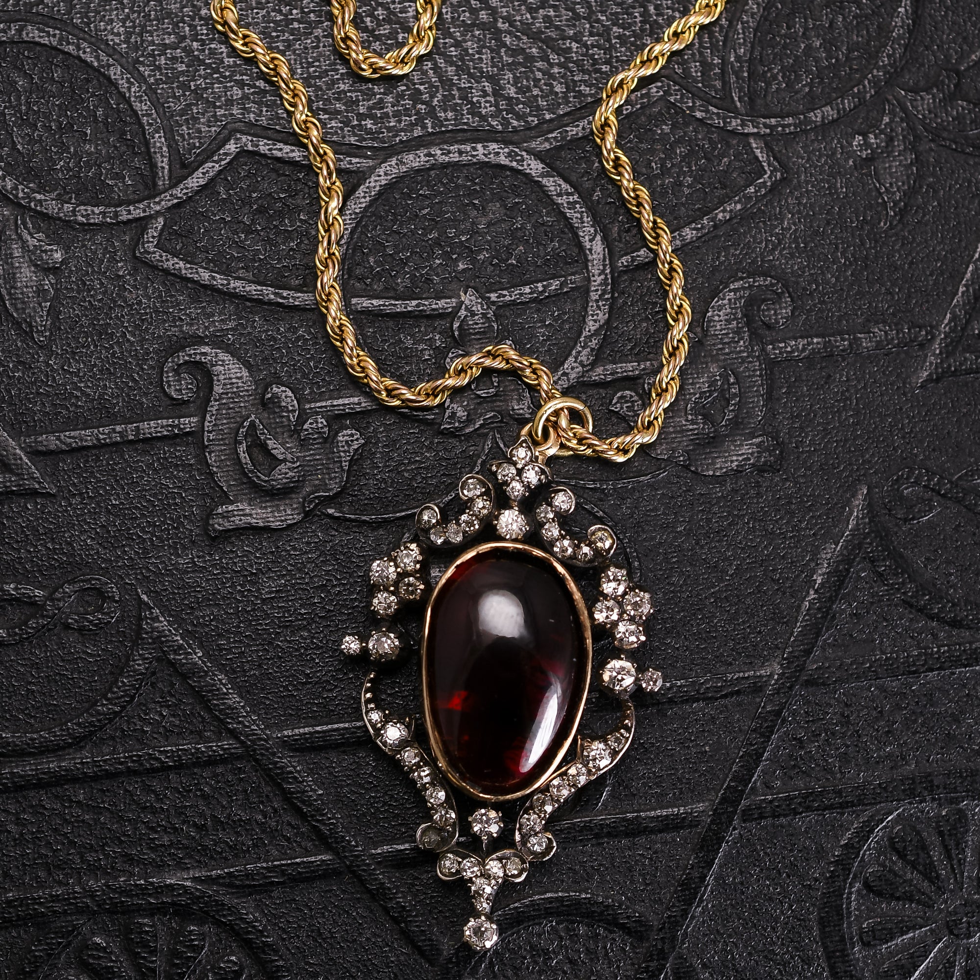 Victorian Garnet & Diamond Pendant And Rope Chain – Butter Lane Antiques