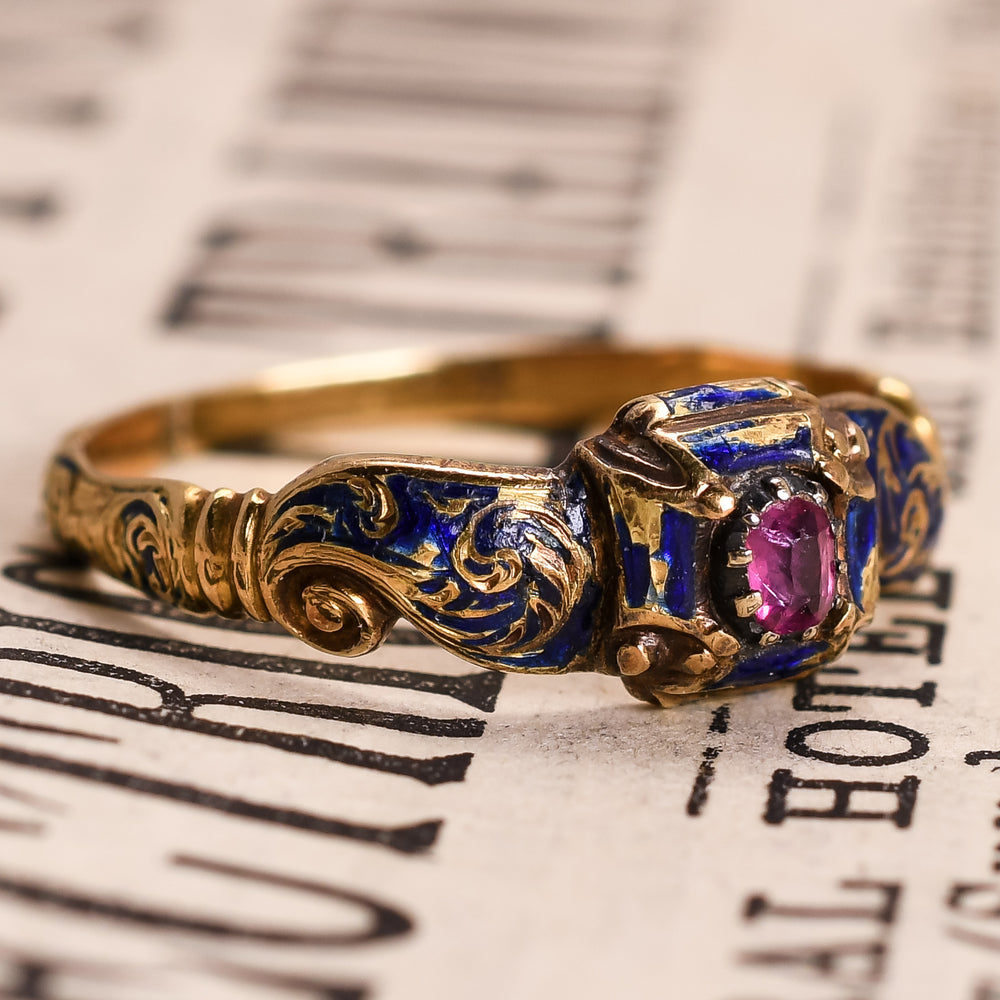 Early Georgian Ruby & Enamel Ring