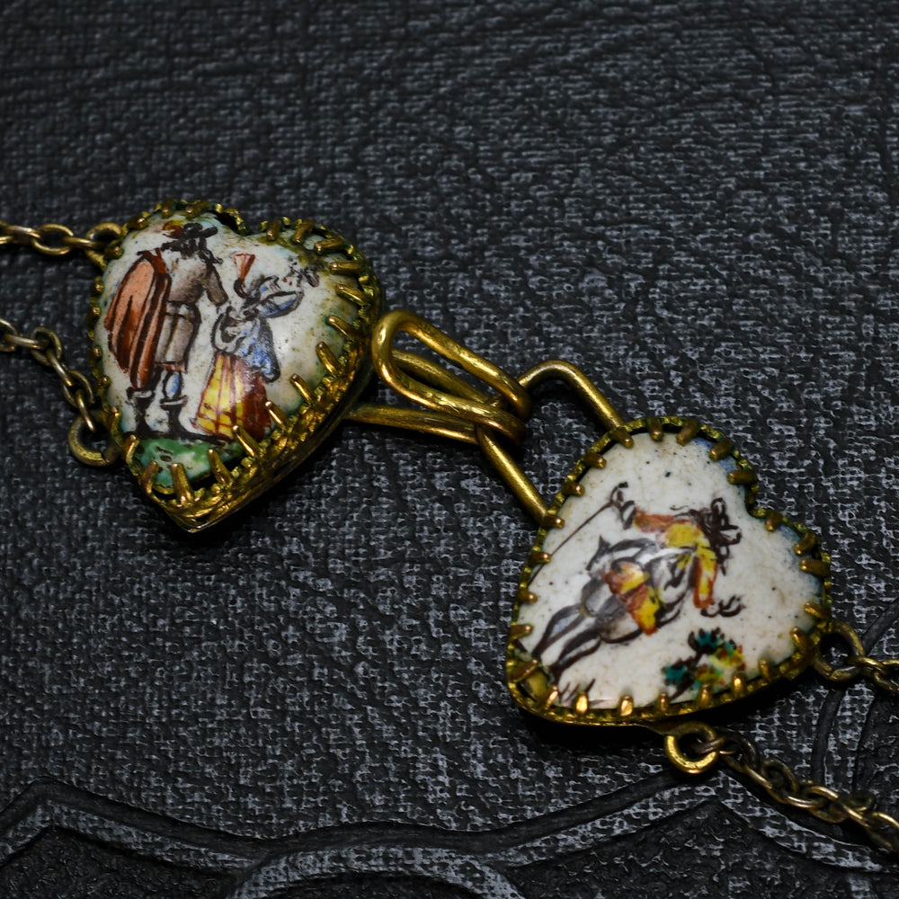 Antique French Quimper Porcelain & Enamel Rivière Necklace