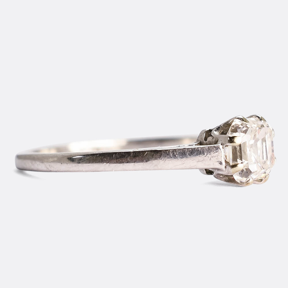 Antique 0.46ct Asscher Cut Diamond Solitaire Engagement Ring