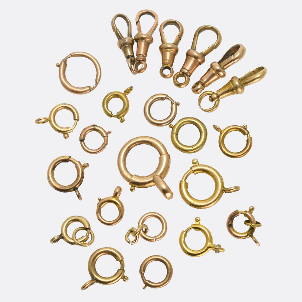 Antique Collection of 15k & 9k Gold Clasps and Clips