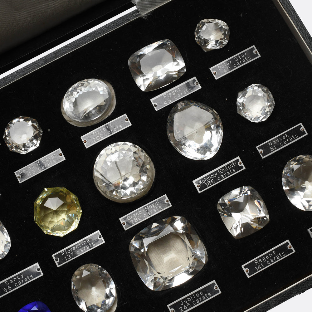 Antique Collectors Set of 15 Replica Historical Diamonds with Fitted Box & Book