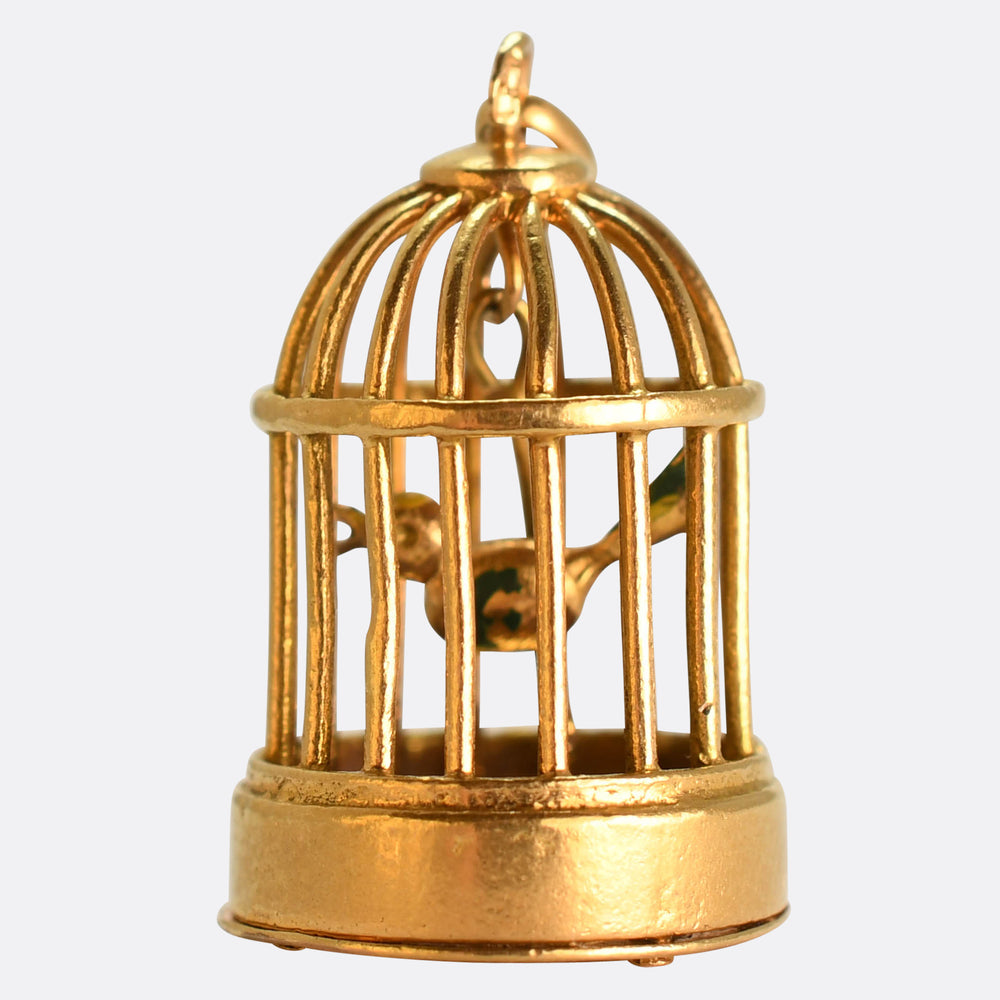 Antique French 18k Gold Bird Cage Charm