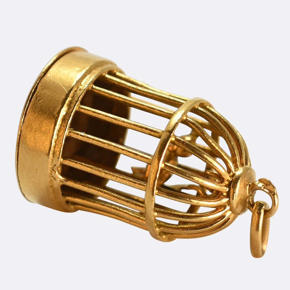 Antique French 18k Gold Bird Cage Charm