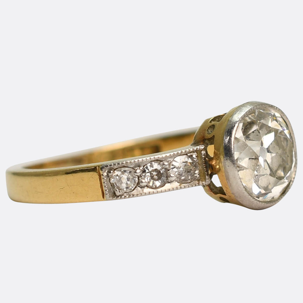 Antique French Diamond Solitaire Engagement Ring