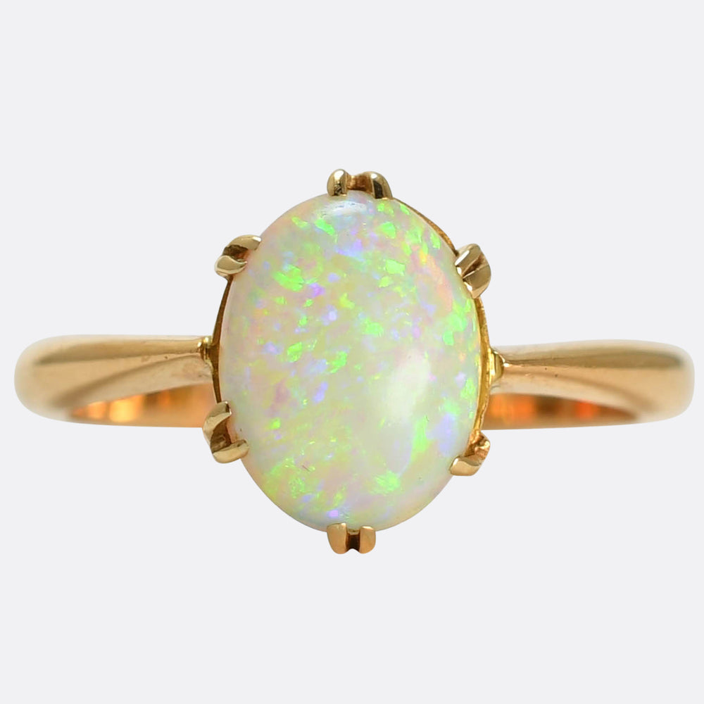 Art Deco 22k Gold Opal Solitaire Ring