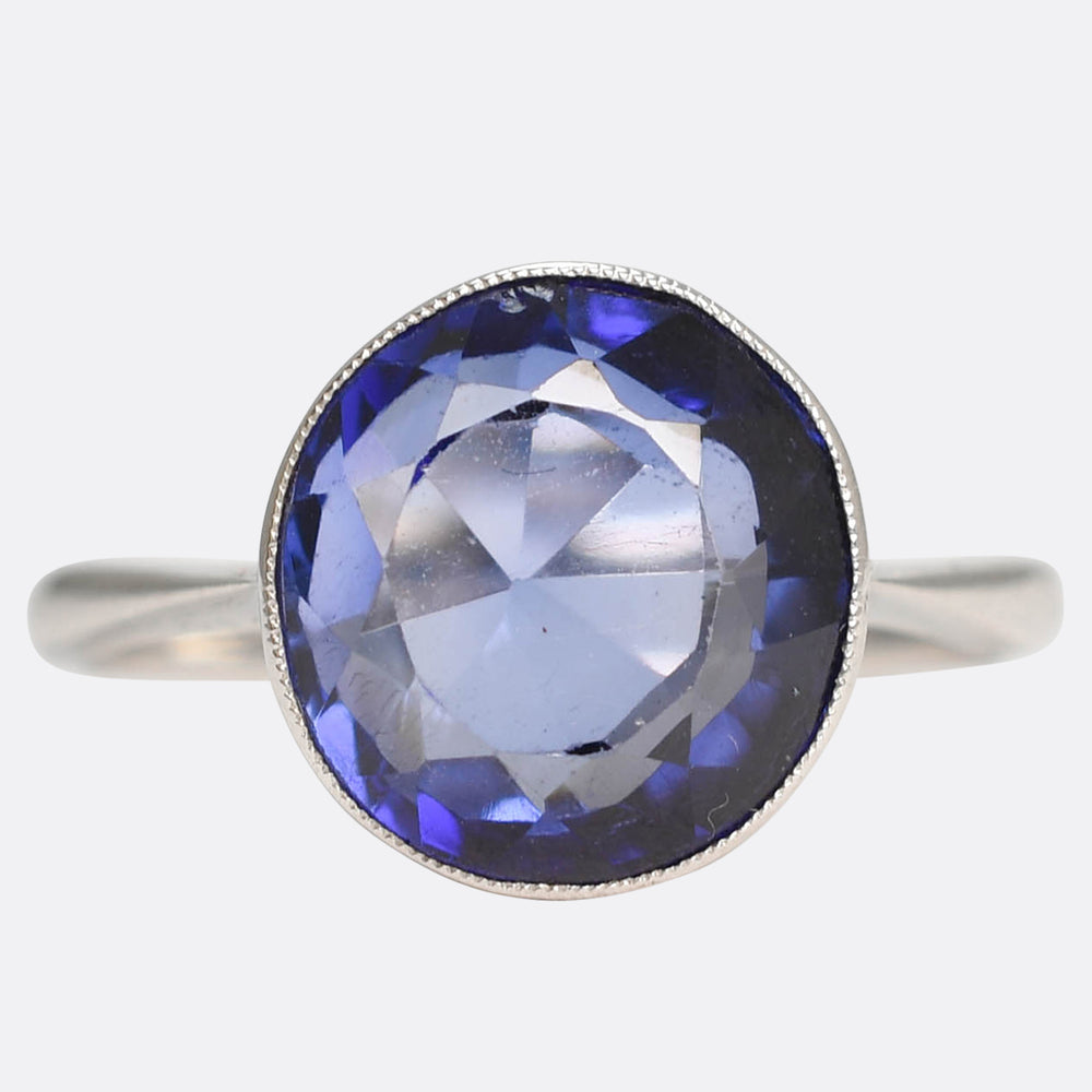 Art Deco 3.1ct Sapphire Solitaire Ring