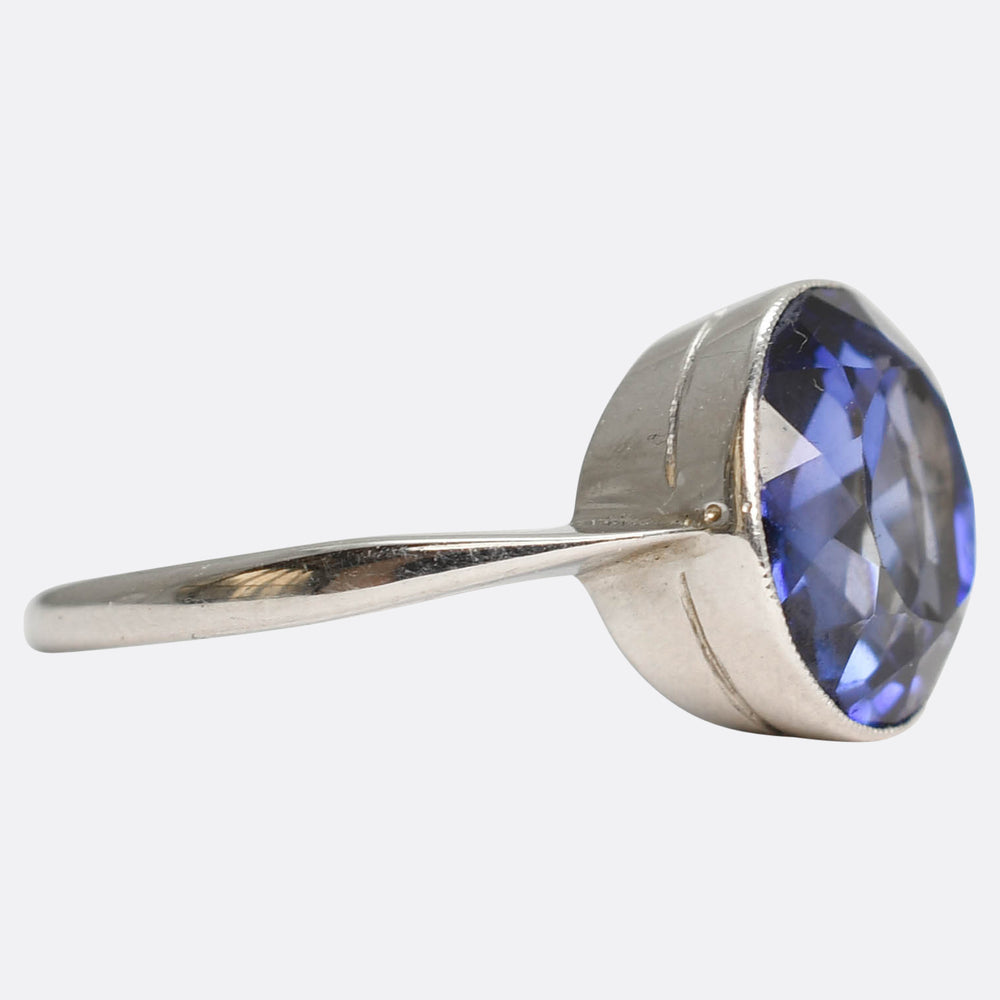 Art Deco 3.1ct Sapphire Solitaire Ring