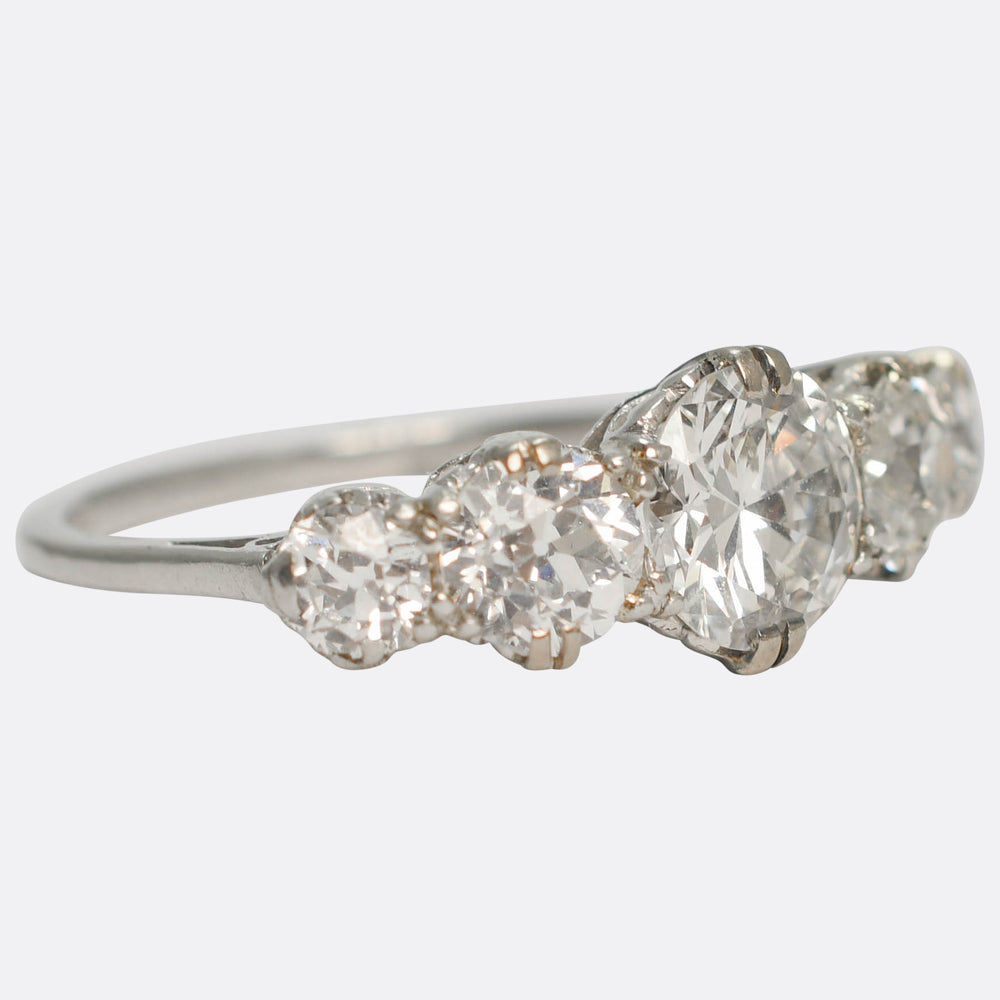 Art Deco 3.4ct Diamond 5-Stone Half-Hoop Ring