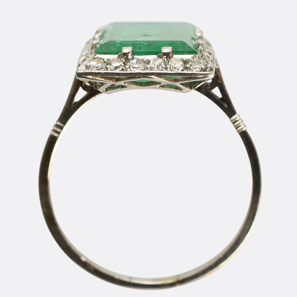 Art Deco 3.65ct Emerald & Diamond Cluster Ring