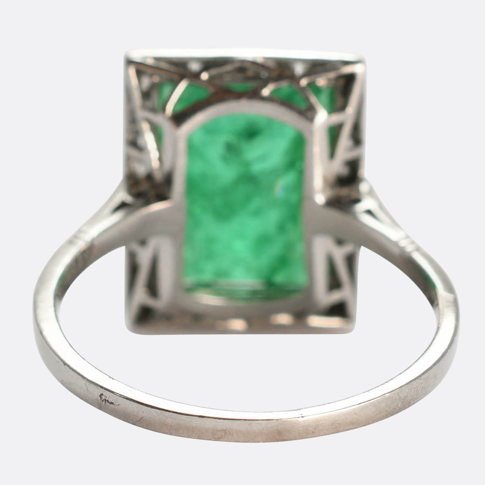 Art Deco 3.65ct Emerald & Diamond Cluster Ring