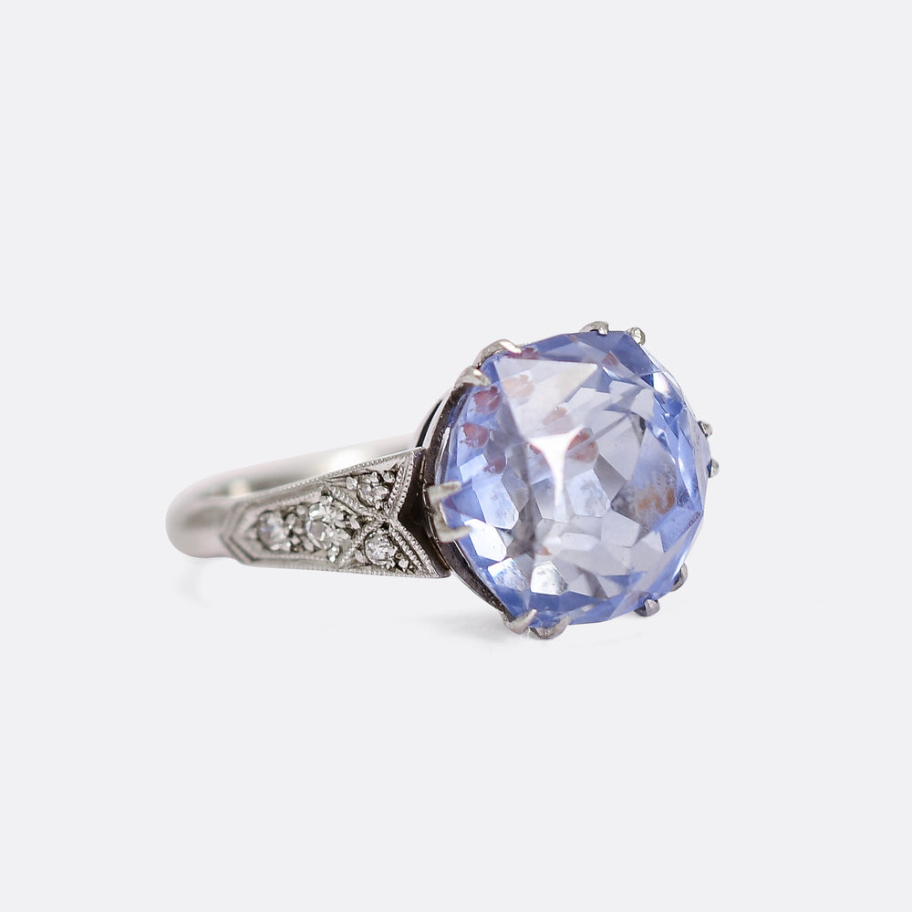 Art Deco Ceylon Sapphire & Diamond Ring