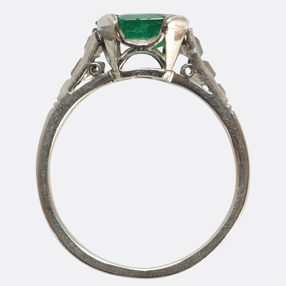 Art Deco Emerald & Asscher Cut Diamond Engagement Ring