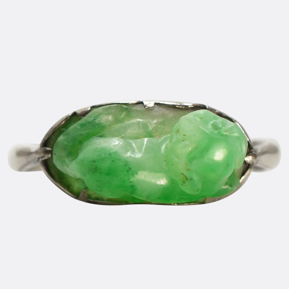 Art Deco Jade Cat Ring