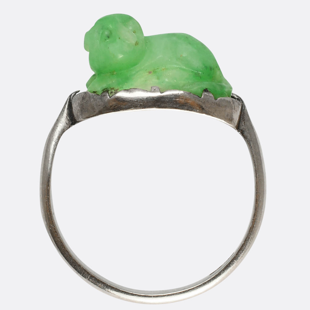 Art Deco Jade Cat Ring