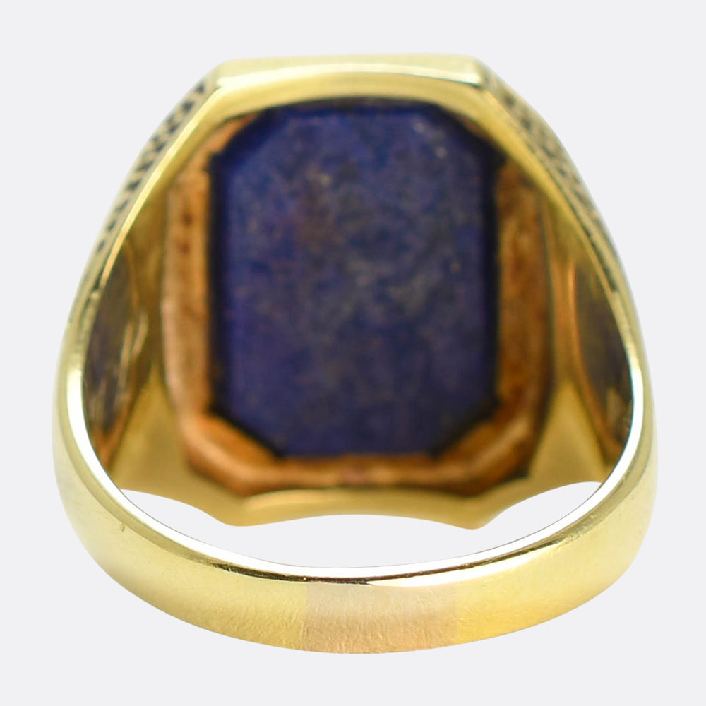 Art Deco Lapis Lazuli Genie's Lamp Signet Ring