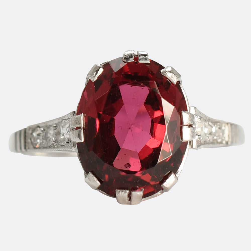 Art Deco Rare 3.25ct Spinel & Diamond Engagement Ring