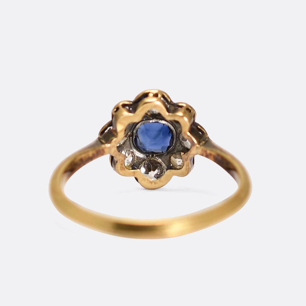 Art Deco Sapphire & Diamond Flower Cluster Ring