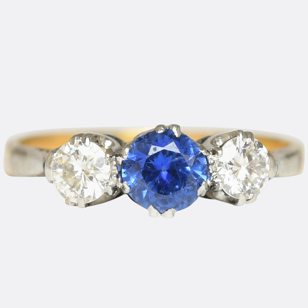 Art Deco Sapphire & Diamond Trilogy Ring