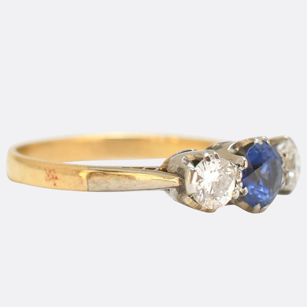 Art Deco Sapphire & Diamond Trilogy Ring