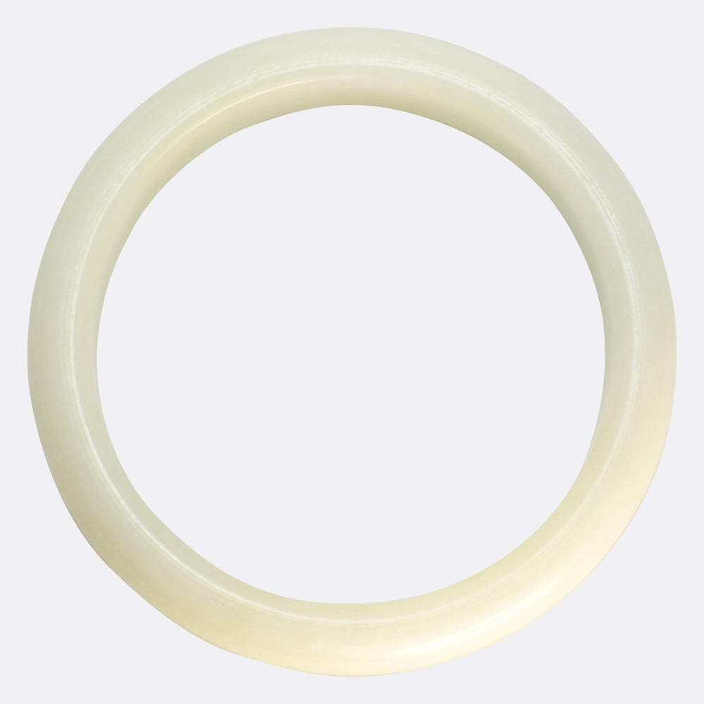 Art Deco White Jade Bangle