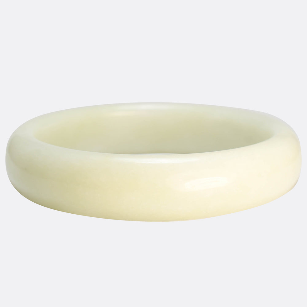 Art Deco White Jade Bangle