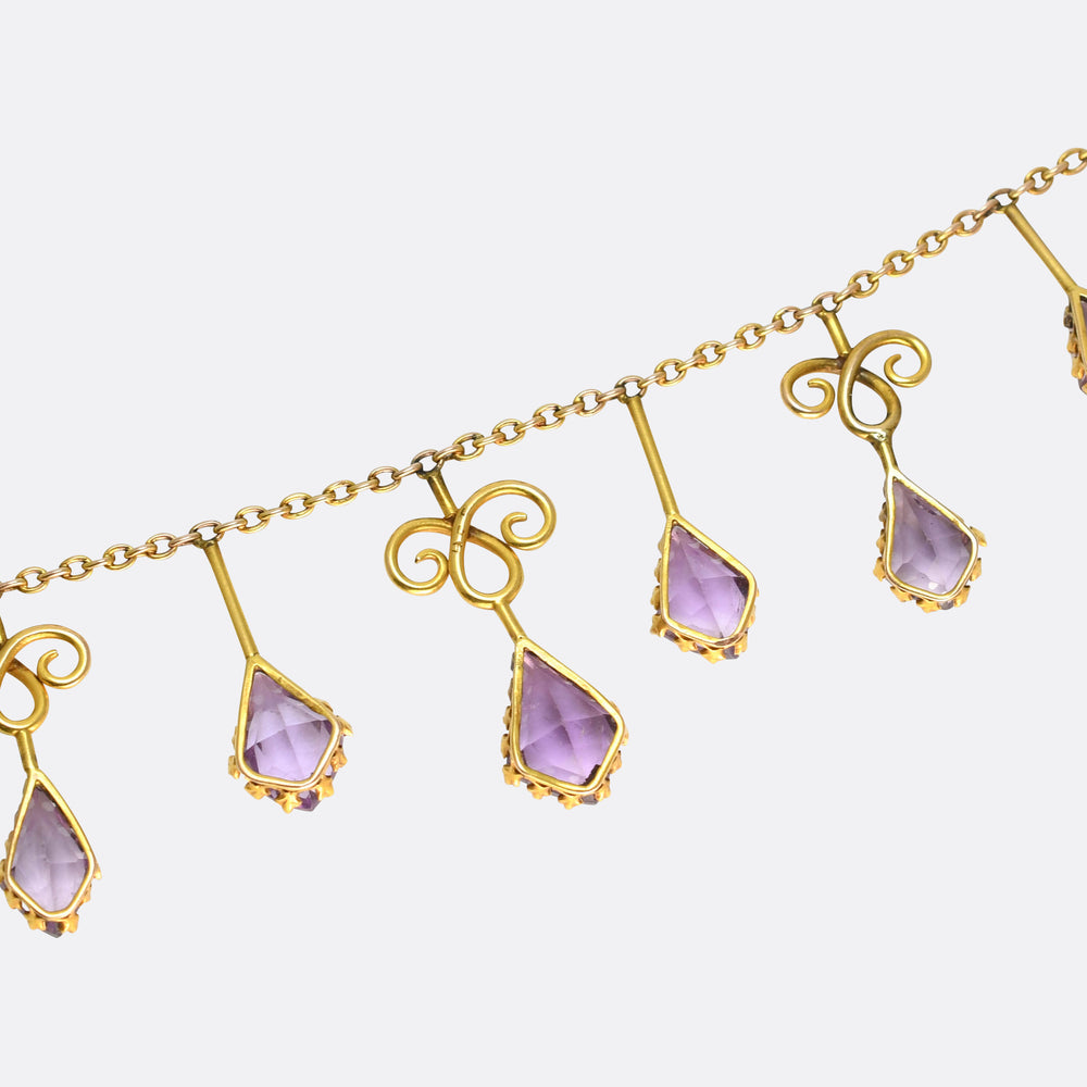 Art Nouveau Amethyst Drop Necklace