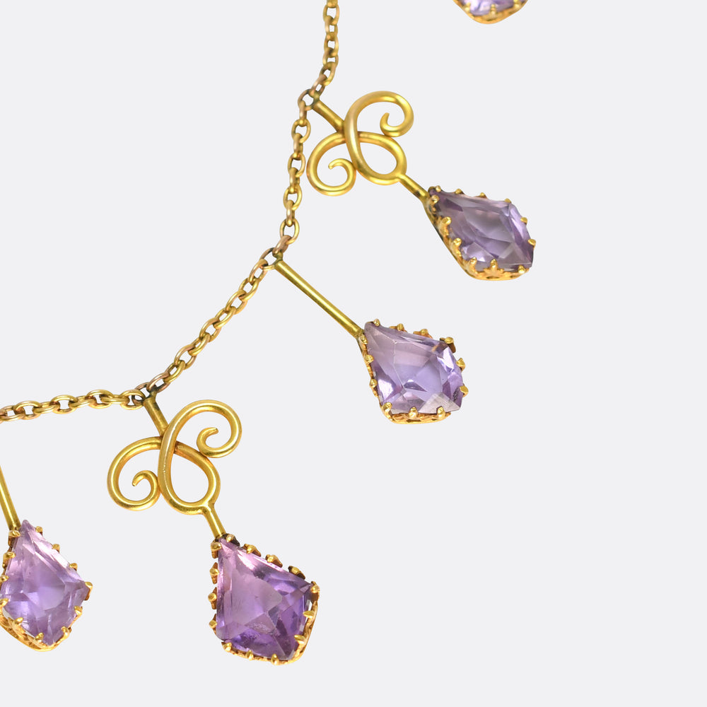 Art Nouveau Amethyst Drop Necklace