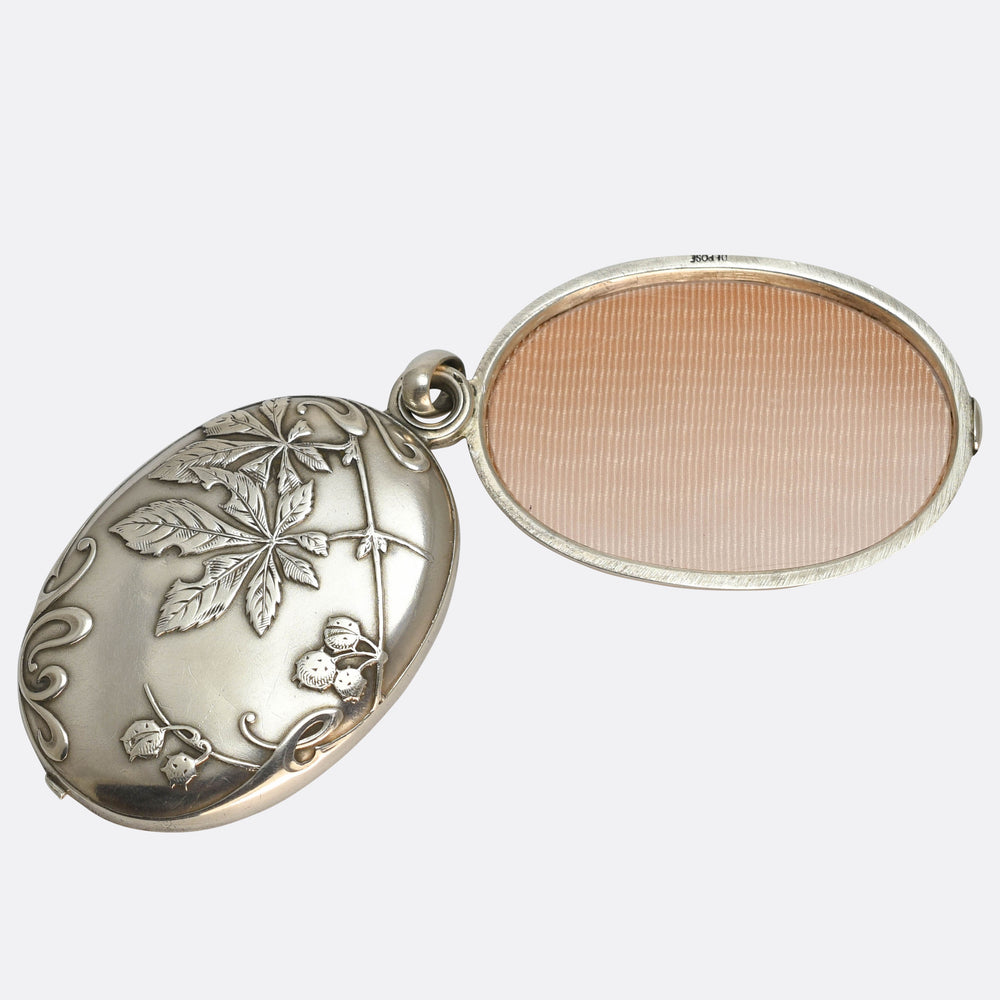 Art Nouveau French Silver Mirror & Locket Pendant